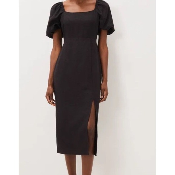 The Unbranded Brand Dresses & Skirts - Women's Minimal Classic Balloon Sleeve Midi Dress,Size M Black